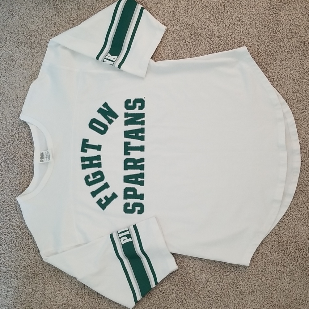 Pink VS Michigan State University Spartans Large Jersey Style Top